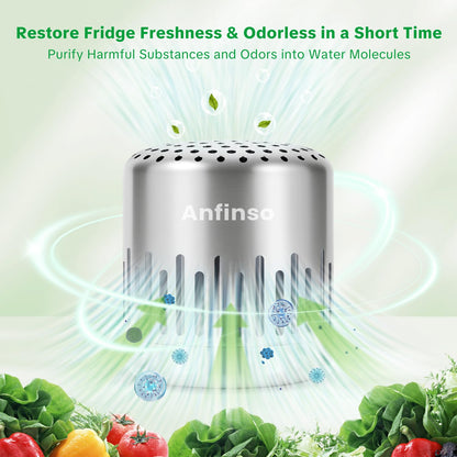 Anfinso Fridge Deodorizer, Lasts for 10 Years, Refrigerator Deodorizer Odor Eliminator Fridge Smell Remover for Home, Room, Car, Closet, More Effective Than Baking Soda & Charcoal Air Purifiers