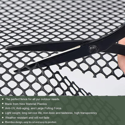 Plastic Chicken Wire Mesh Fence Roll - BEFYUS 15.7IN x 16.4FT Garden Fencing Animal Barrier with Zip Tie，Temporary Use Poultry Wires Netting for Pet,Dogs,Deer Rabbit (Black)