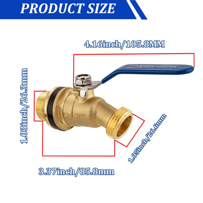 Brass Rain Barrel Spigot Kit 3/4" GHT Brass Water Container Rain Barrel Faucets Lead-Free Spigot for Garden Hose Thread Connection 55 Gallon Water Tank Faucet