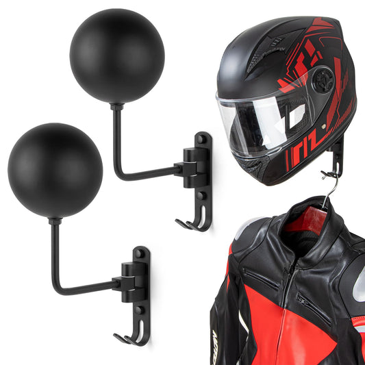 PUERSI Helmet Holder Wall Mount - 2 Pack 180° Rotation Helmet Hanger for Motorcycle Bike Racing Outerwear Sports Gear Display
