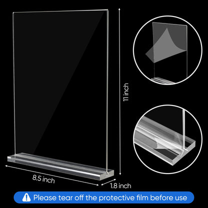 ZongXing acrylic sign holder 8.5 x 11 Paper Stand 3 Pack Clear Double Side T Shape Acrylic Table Signs for Displaying, Flyer Holder Paper Card Holder for Office Business Store Mall Restaurants