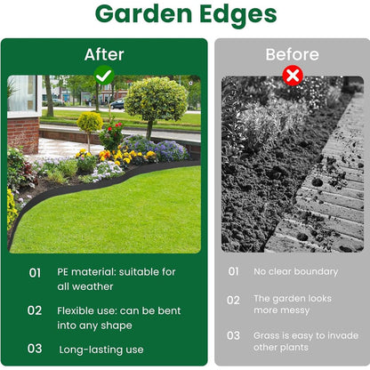 40 FT Landscape Edging No Dig, 2 in.Tall Garden Edging Border with 33 Anchoring Spikes and 1 PCS Connectors for Landscaping Garden, Flower Beds, and Lawn