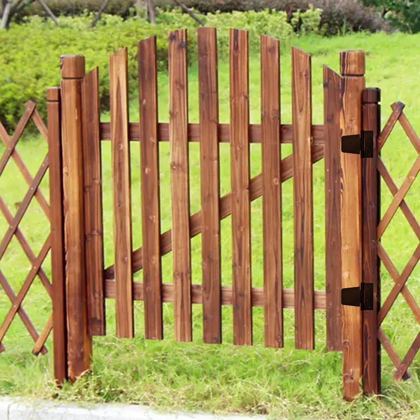 Sange Sopffy Heavy Duty Gate Hinges Black Iron hinge3.5 Inch for Outdoor Barn, Shed, Deck, Wood Door, and Fences (Screws Included) (4)