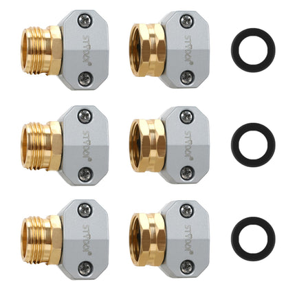 STYDDI Garden Hose Repair Kit, Aluminum Mender Female and Male Hose Connector with Zinc Clamp, Fit All 5/8-Inch and 3/4-Inch Garden Hose, 3 Sets