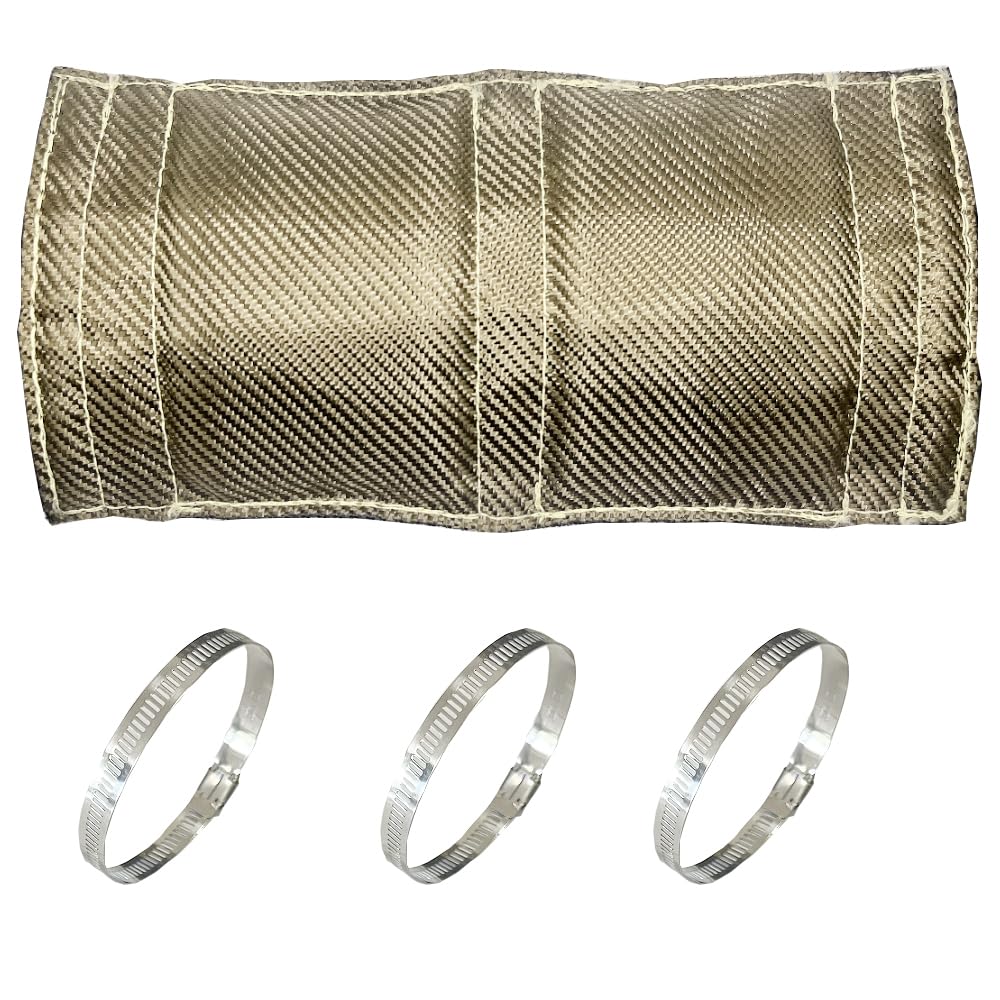 DEGEOBERLIN Titanium Pipe Heat Shield 6" x 12" Exhaust Heat Shield Motorcycle Heat Guard Cover Wrap with 3 PCS Stainless Steel Clamps