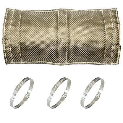 DEGEOBERLIN Titanium Pipe Heat Shield 6" x 12" Exhaust Heat Shield Motorcycle Heat Guard Cover Wrap with 3 PCS Stainless Steel Clamps