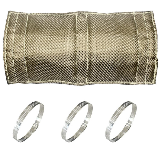DEGEOBERLIN Titanium Pipe Heat Shield 6" x 12" Exhaust Heat Shield Motorcycle Heat Guard Cover Wrap with 3 PCS Stainless Steel Clamps