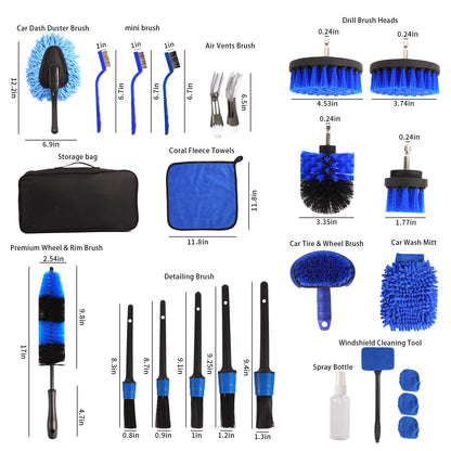25 Pcs Car Detailing Brush Set No Scratch for Clean Interior or Exterior, Dashboard, Air Vent, Leather Seats, Emblems, Tires, Engine Bay