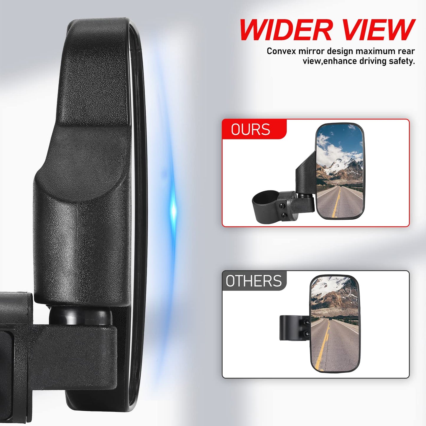 UTV Side Mirrors, OFIG UTV Mirrors Fits 1.6" - 2" Roll Cage, RZR Mirrors Compatible with Polaris RZR 900 1000 Can Am Commander Mule Rhino Viking Wolverine Kubota RTV