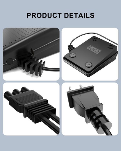 VHBW for Janome Sewing Machine Foot Pedal Power Cord Compatible with Janome 033770217 hd1000 hd3000 128 2212 7318 7933 3434d Kenmore 385.12318990 385.16221300 385.12908 384 385 1802400
