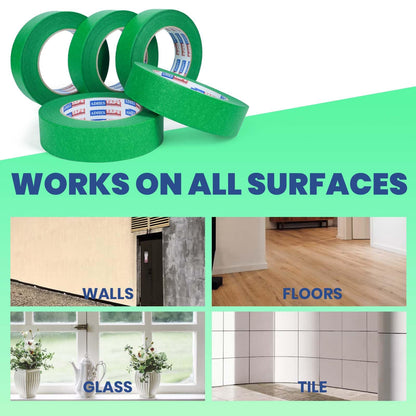 ADHES Green Masking Tape 1.88 Inch x 55 Yards, 30 Rolls UV Resistant No Residue Multi-Surface Painters Tape, Automotive Masking Tape for Indoor & Outdoor, Arts, Crafts, DIY, Labeling
