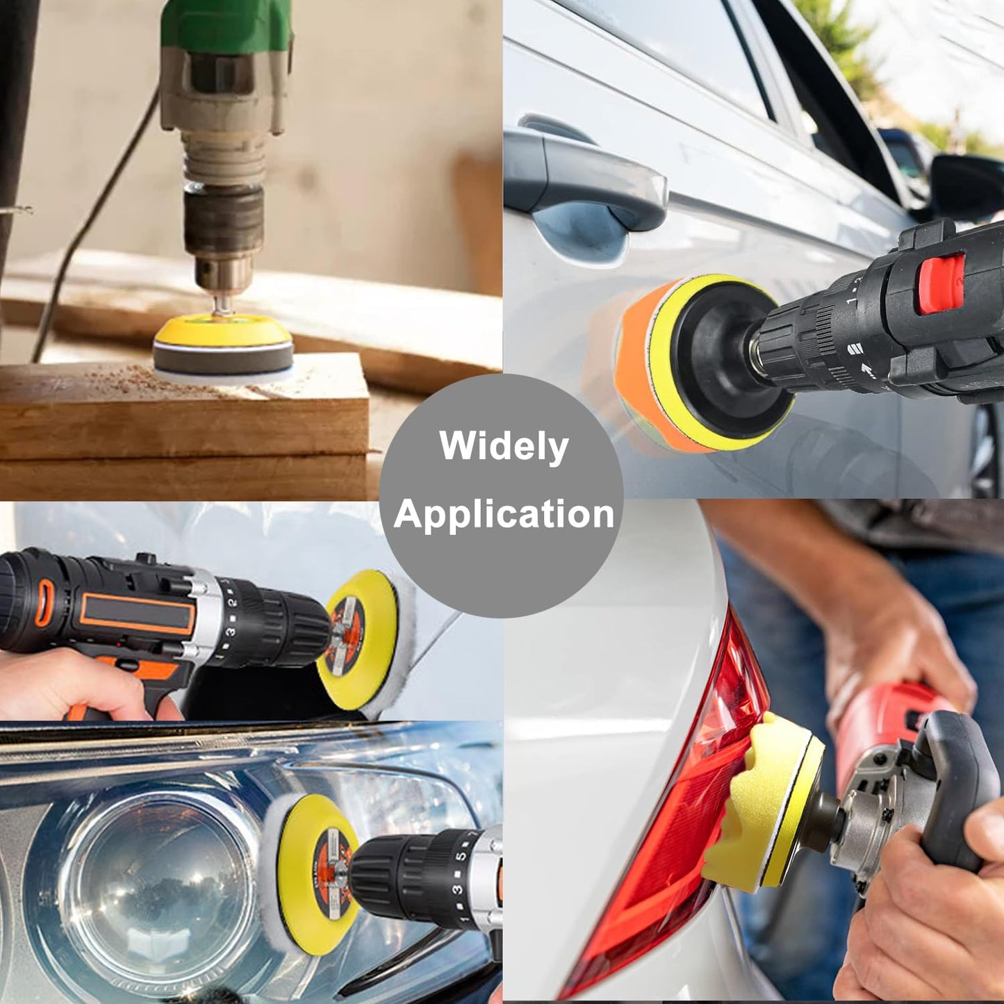 3 Inch Sanding Disc Drill Polishing Kit Sanding Attachment, 158 Pcs Wet Dry Car Headlight Restoration Kit Hook and Loop Sandpaper with 1/4" Shank, Backing Pads, Interface Pads and Polishing Pads