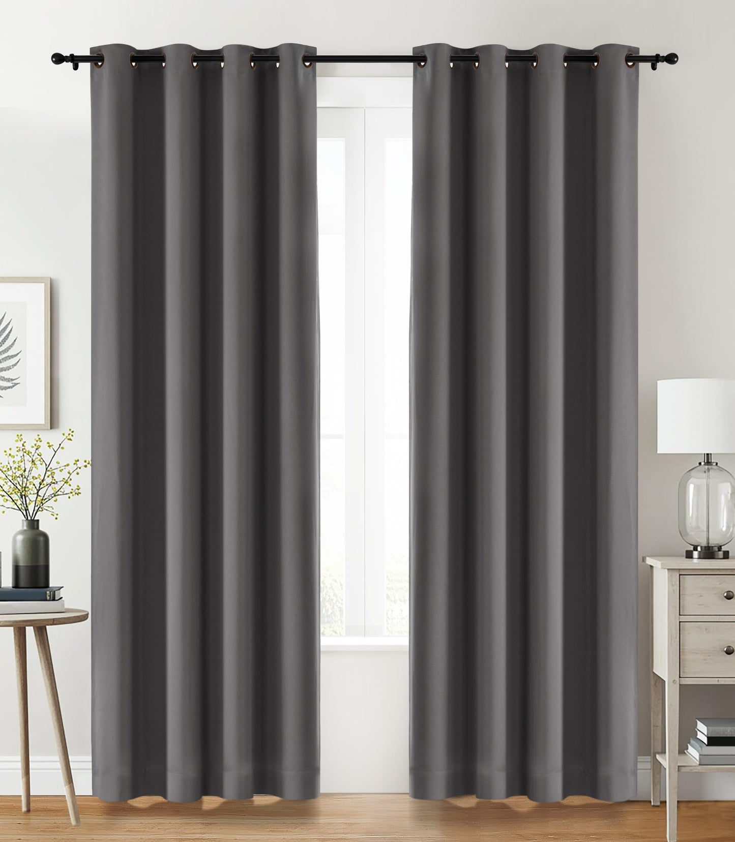 Utopia Bedding Blackout Curtains 2 Panels - 96 Inches Long Thermal and Sound Insulated, Room Darkening Grommet Curtains for Bedroom Living Room Windows (Grey - 52x96 Inches)