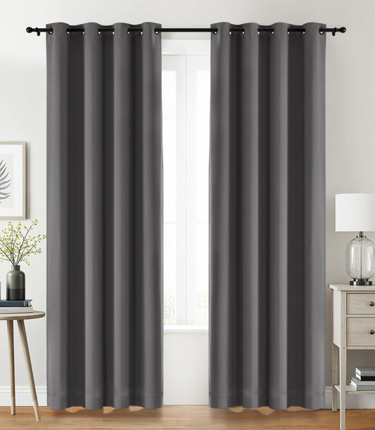 Utopia Bedding Blackout Curtains 2 Panels - 96 Inches Long Thermal and Sound Insulated, Room Darkening Grommet Curtains for Bedroom Living Room Windows (Grey - 52x96 Inches)