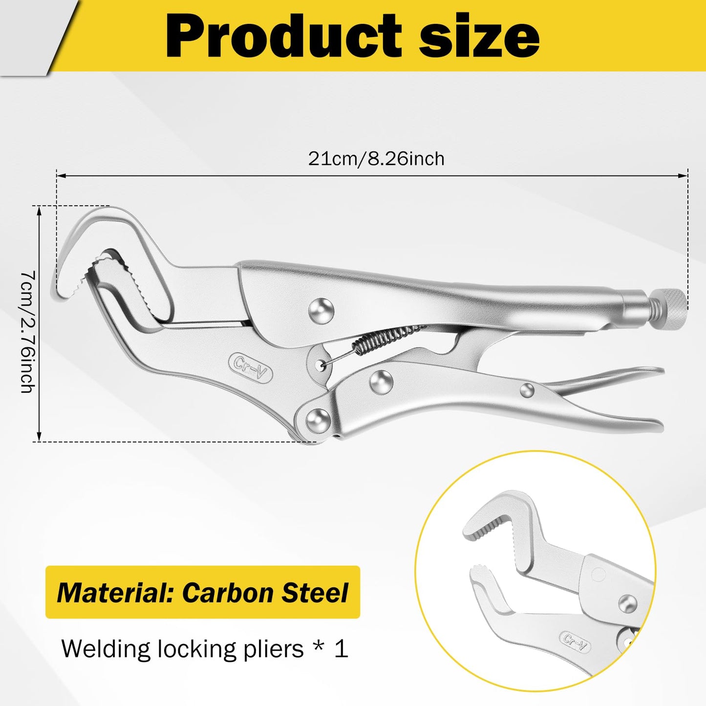 Vice Grip Pliers, Parrot Plier,8.26-inch Curved Jaw Locking Pliers with Wire Cutter,Stee Multi Functional Adjustable Vise for Welding,Automotive Tools Electrical Connector,Pipe Clip Repair Workshop