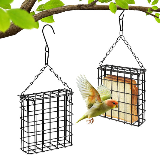 2 Pcs Suet Feeder, Large Capacity Suet Bird Feeder with Hook, Suitable for Hanging Under Trees, Brackets, Or Eaves Wild Bird Feeder (Black)