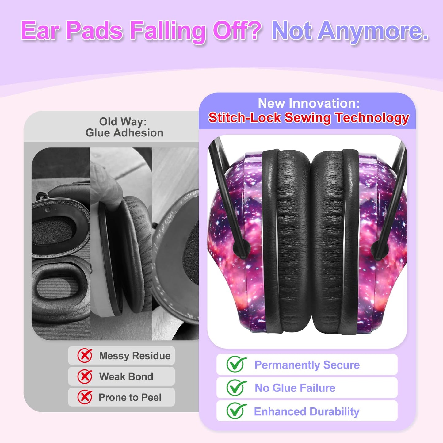 ZOHAN EM030 Kids Ear Protection Safety Ear Muffs for Concerts, Fireworks, Air Shows, Upgraded Adjustable Noise Reduction Hearing Protectors for Children Have Sensory Issues - Nebula Print