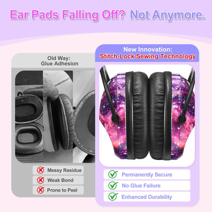 ZOHAN EM030 Kids Ear Protection Safety Ear Muffs for Concerts, Fireworks, Air Shows, Upgraded Adjustable Noise Reduction Hearing Protectors for Children Have Sensory Issues - Nebula Print