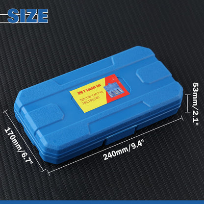 LEONTOOL Extra Long Torx Star Bit Socket Set 7 Piece T25-T60, 3/8" Drive 110mm Long Torx Bit Socket Set, Star Screwdriver Bit Set S2 Alloy Steel Impact Torx Socket Set with Portable Storage Case