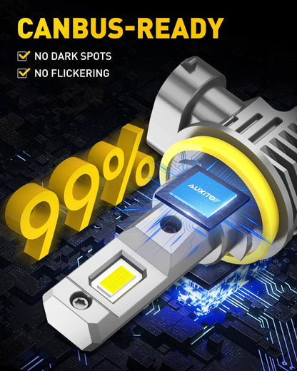 AUXITO H11 LED Headlight Bulbs, 40000LM 6500K White Wireless LED Headlights for H8 H9 H16 Fog Lights, DRL, Low Beam or High Beam, Direct Install Plug and Play, IP68 Waterproof, Pack of 2