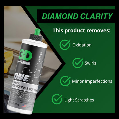 3D One - Professional Cutting, Polishing, and Finishing Compound (8 oz.) for Paint Correction, Auto Detailing and Buffing