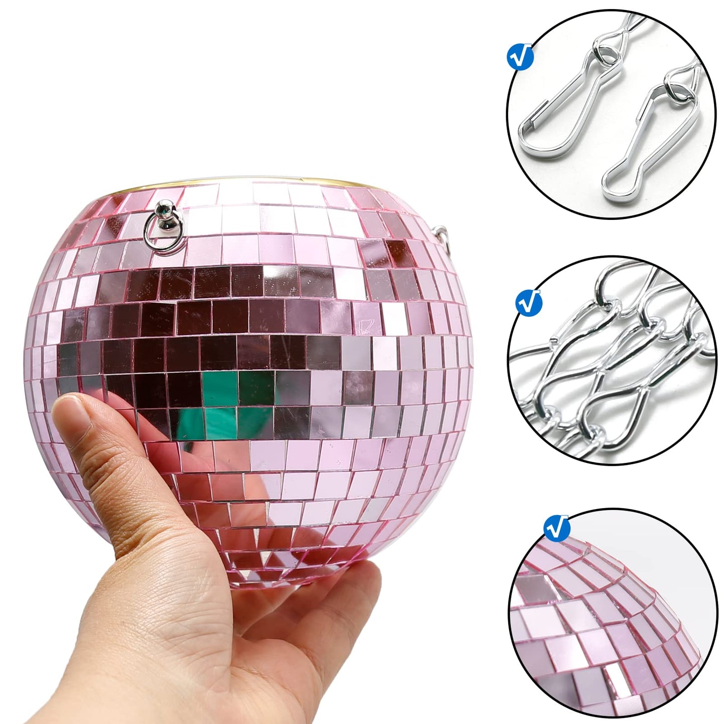 Vkinman 6 Inch Hanging Disco Ball Plant Hanger with Chain and Hook Mirror Disco Plant Holder Hanging Flower Plant Pot Home Decor