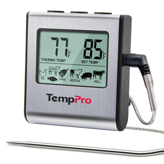 ThermoPro TP-16 Meat Thermometer with Stainless Steel Probe for Indoor Outdoor Use, Digital Cooking Thermometer for Grill, Barbecue, Oven, Smoker, Candy