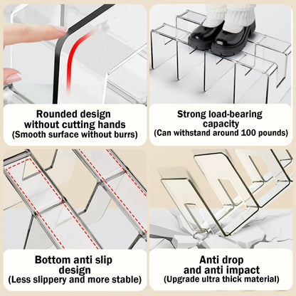 Chris.W 2 Pack Clear Acrylic Desk File Sorter, Purse/Handbag Organizer Clutch Divider, 4-Section Mesh File Folder Shelf Storage Stand Holder Rack for Bookshelf Book Envelopes Mail Binder (Clear)