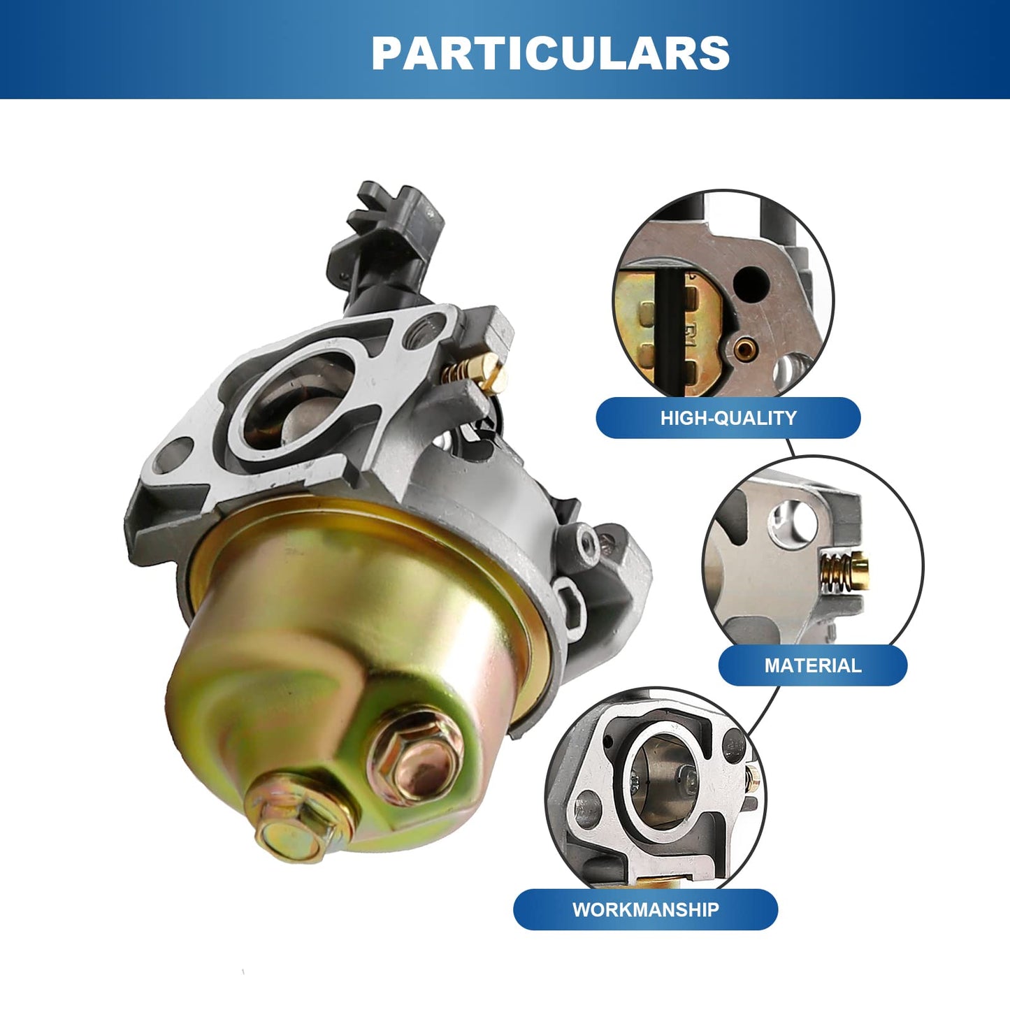 196cc 6.5HP Carburetor with Recoil Pull Starter Replacement for Champion 3000 3500 4000 Power Equipment Watt Gasoline Generator Replace 46561 46558 46539 46551 46555 46596 46533 196cc Carburateur