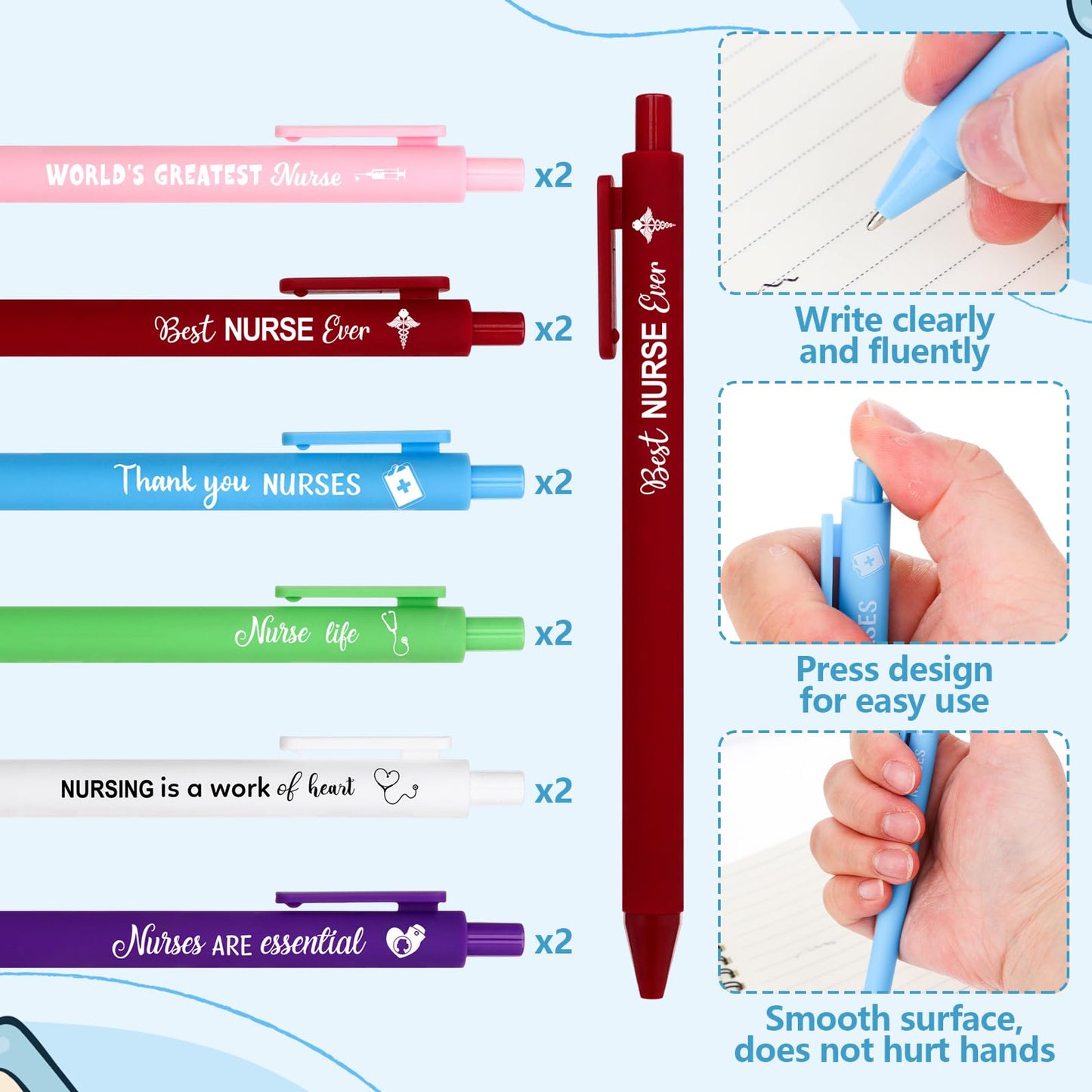 12 Pcs Nurse Appreciation Gift Set Nursing Week Thank You Gifts Inspirational Spiral Notebooks Motivational Ballpoint Pens Bulk for Healthcare Workers Nurses Graduation Nurse Week Appreciation Gifts