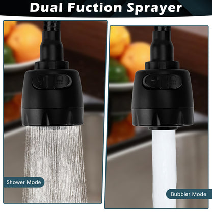8 inches Apart RV Sink Faucet, Kitchen Faucet Replacement with Flexible 360 Degree Rotatable Sprayer for RV, Dual Function Sprayer, Campers, Motorhomes, Travel Trailers (Black)