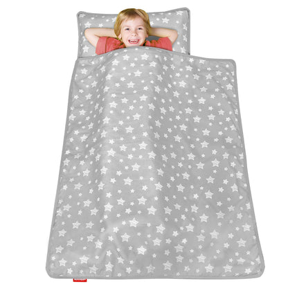 Toddler Nap Mat with Blanket, Kids Sleeping Bag Lightweight and Soft Perfect for Kids Preschool, Daycare, Travel Sleeping Bag Boys and Girls, Fit Standard Cot