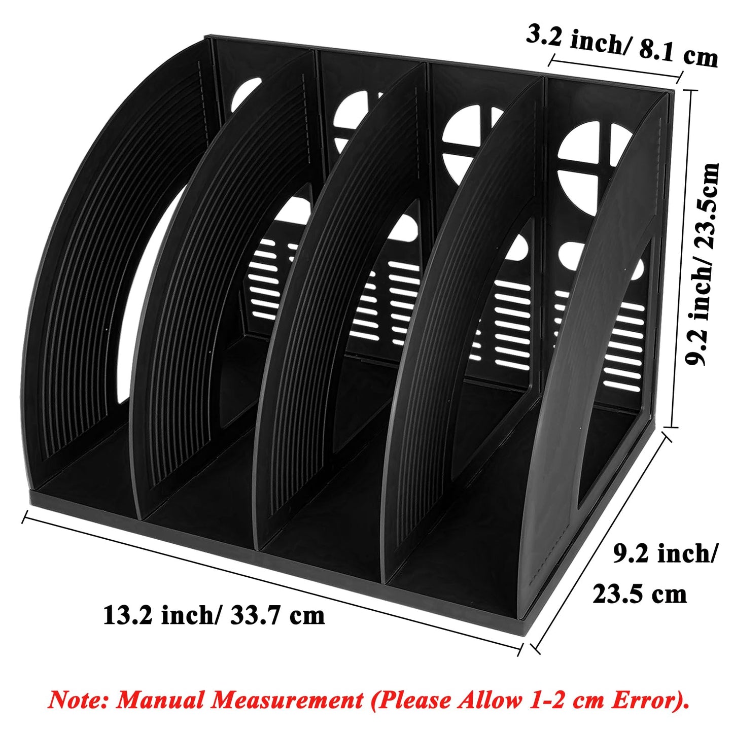 SAYEEC Sturdy Desktop 4 Compartment Black Magazine Holder Plastic Desk File Folder Office Organizer File Dividers Document Cabinet Rack Storage Box