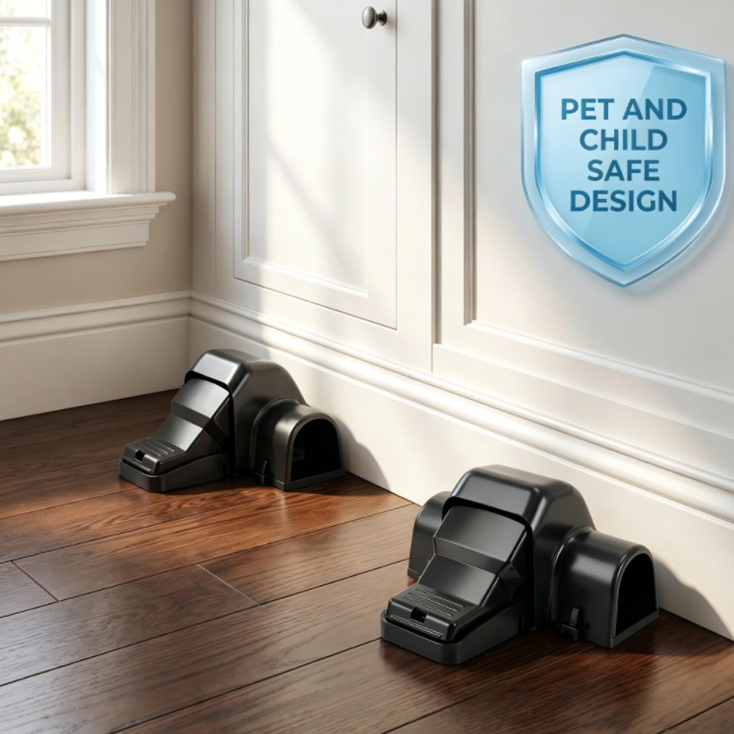 YFRENZICAL SafeSnap Professional Rat Trap, Black Plastic, Dual-Entry Design, Indoor and Outdoor Use, Pet and Child Safe Cover, 2 Pack, 99.9% Catch Rate