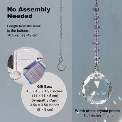 WOOWA Light by Your Side Sympathy Gifts for Loss of Loved One. Grief, Bereavement, Condolence, Sorry for Your Loss Gift. Crystal Rainbow Maker Suncatcher - Serene Lavender