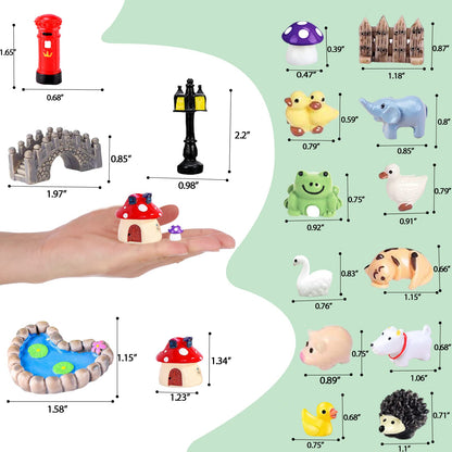 CHAKANLX 123 Pcs Fairy Garden Accessories, Fairy Garden Accessories Outdoor, Miniature Figurines, Garden Decorations, Fairy Garden Kit Miniatures for Terrarium Supplies DIY Craft Garden Decor