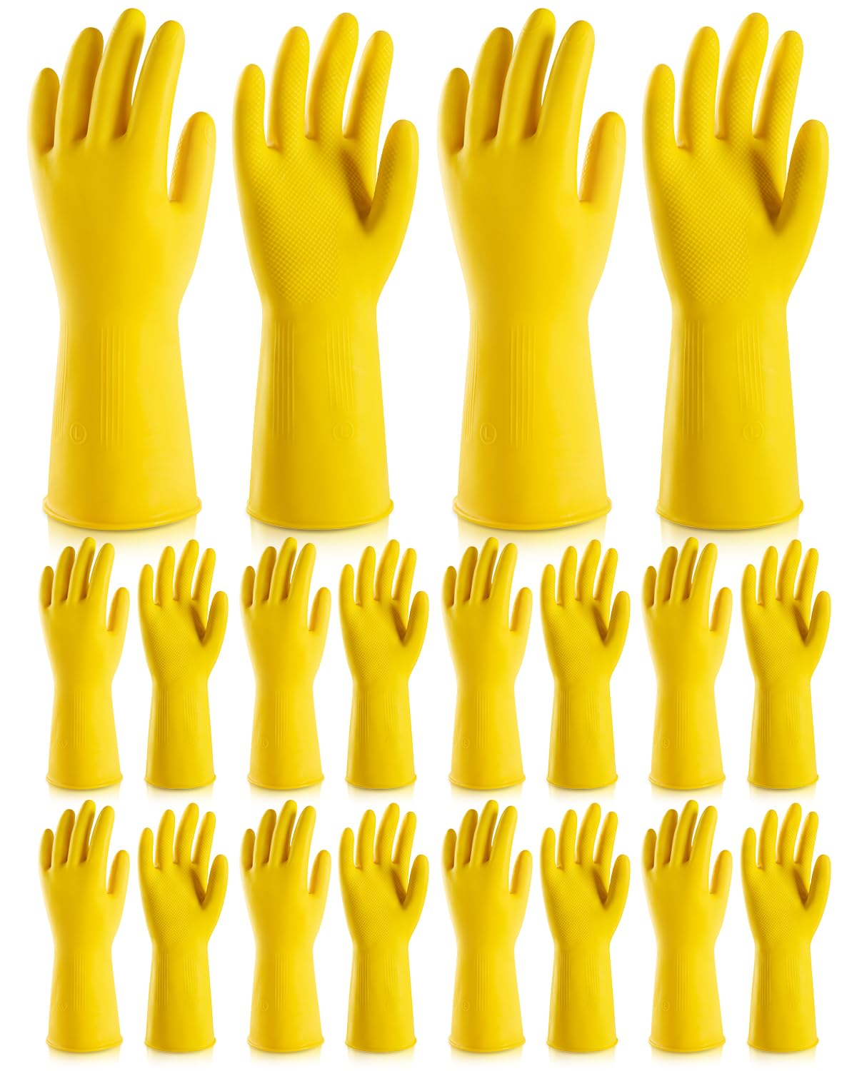ThxToms 10 Pairs Rubber Cleaning Gloves, Reusable Household Dishwashing Gloves for Women Men, Kitchen and Bathroom Cleaning, Gardening, Pet Care, Extra Thickness, 20 Mil, 13", Heavy Duty, Non-Slip, L