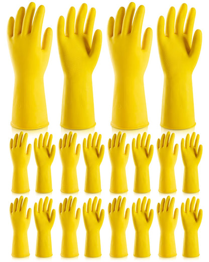 ThxToms 10 Pairs Rubber Cleaning Gloves, Reusable Household Dishwashing Gloves for Women Men, Kitchen and Bathroom Cleaning, Gardening, Pet Care, Extra Thickness, 20 Mil, 13", Heavy Duty, Non-Slip, L