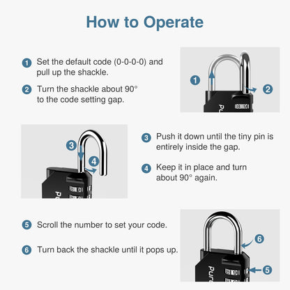 Puroma 4 Pack Combination Lock 4 Digit Locker Lock Outdoor Waterproof Padlock for School Gym Locker, Sports Locker, Fence, Toolbox, Gate, Case, Hasp Storage (Black)