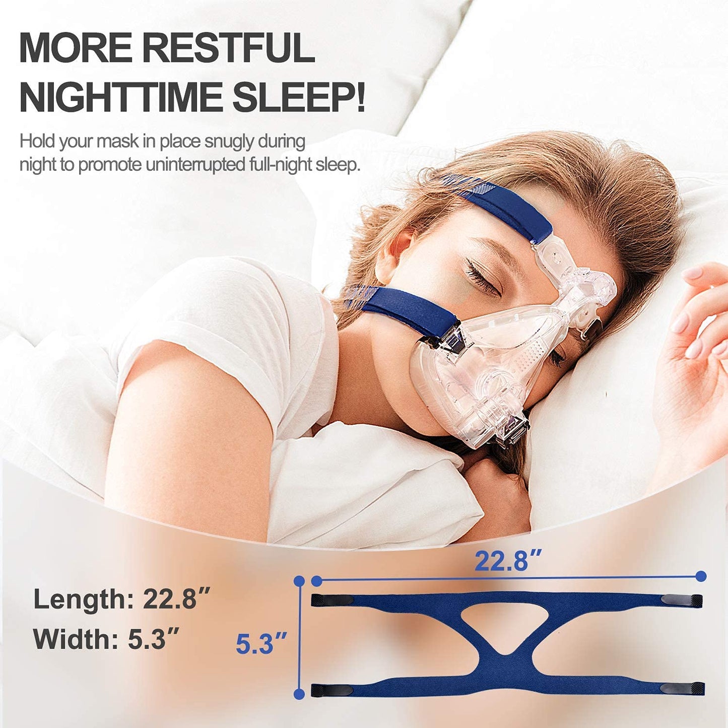 2 Pack Universal Replacement Headgear Strap for Various Masks, Adjustable CPAP Strap with Stronger Vel-cro and Elasticity, Headgear for Comfortable Fit & Seal