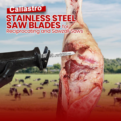 Caliastro 6-Inch Stainless Steel Frozen Meat Bone Cutting Saw Blades for Reciprocating and Sawzall Saws 5-Pack, Black