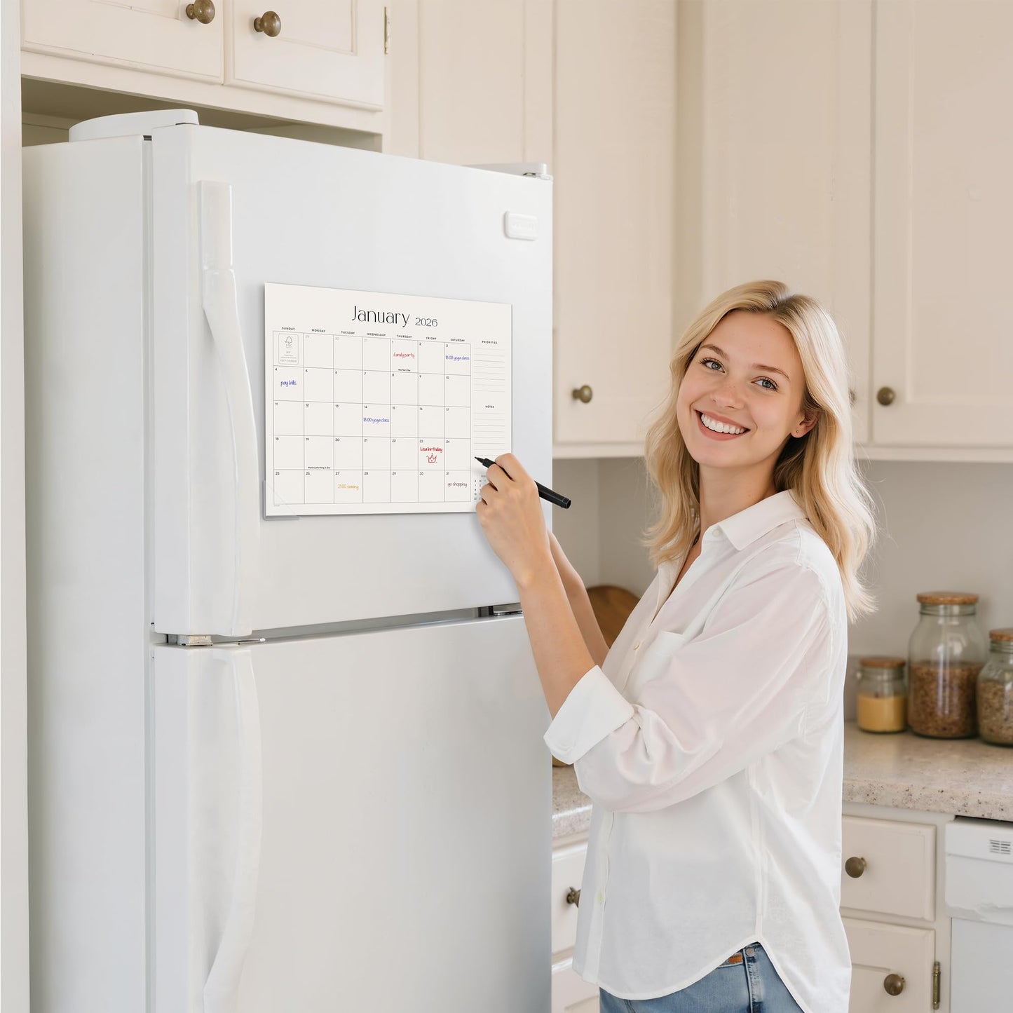 Cabbrix Magnetic Calendar for Refrigerator 2026-2027, Magnet Fridge Calendar July 2026 to December 2027, 13 x 11-1/2 inch, Monthly Floral Design, Easy Planning (Simplified)