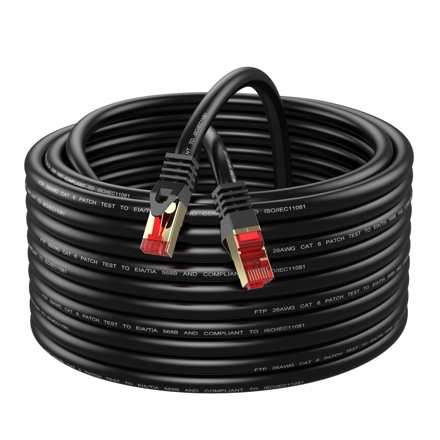 Abireiv Cat6 Outdoor Ethernet Cable 50ft,Outdoor Shielded Grounded UV Resistant Waterproof Buried-able Network Cord Compatible for Ca6/Cat5/Cat5e,for Game,Router,LAN,TV