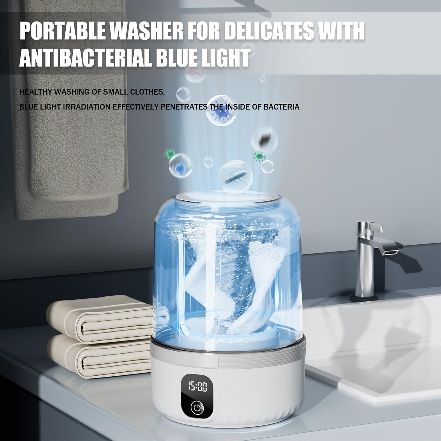 Underwear washing Machine, Portable Mini WashingMachine Rechargeable Underwear Washer Deep Cleans Small Clothes for Apartment, Dorm, Rv, Travel & Hotel Use