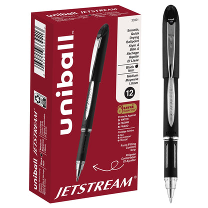 uni-ball Jetstream Rollerball, Stick Roller Ball Pen Bold-1.0mm, 12 Pack, Black Ink (33921)
