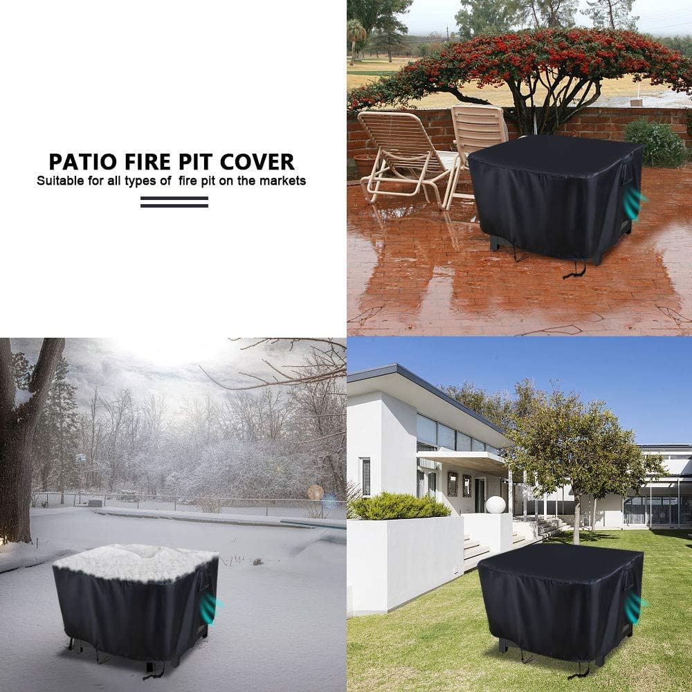 Aidetech Fire Pit Cover Square, 28 inch Waterproof Fire Pit Table Cover, Patio Gas Fireplace Covers - 28”L x 28”W x 25”H