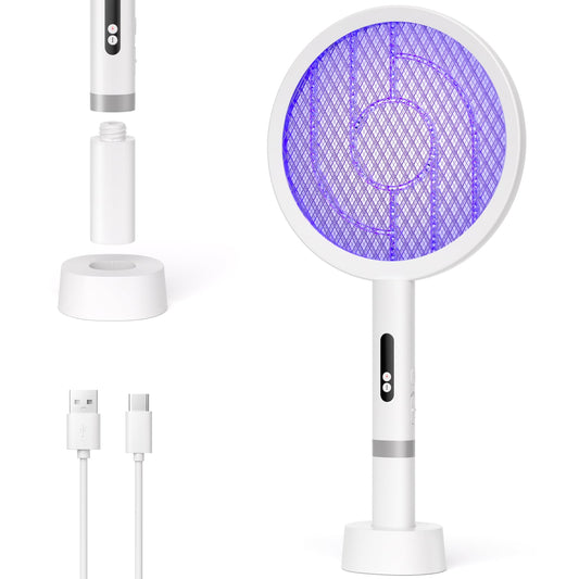 YISSVIC Bug Zapper Racket 4000 Volt Electric Fly Swatter Fly Zapper Indoor Outdoor Dual Modes with Attractant Light Rechargeable