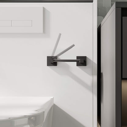 Ruacq Toilet Paper Holder Matte Black Double Post Pivoting Square Tissue Holders Roll Holder Hangers Toilet Paper Stand Stainless Steel and Zinc Alloy Modern Wall Mounted