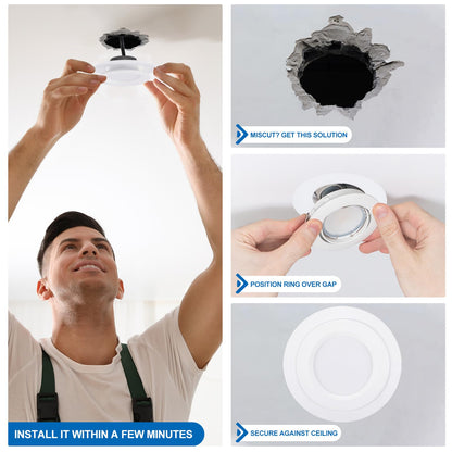 PATIKIL 5" ID 7.48" OD Goof Rings for Recessed Light, 2 Pack Matte White Goof Metal Trim Ring Lighting Fixture for Ceiling Wall Recessed Can Downlights