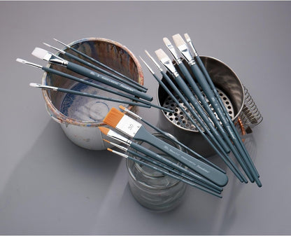 Winsor & Newton Foundation Watercolour Brush Set, Short Handle, Round & Flat, 6 Pack